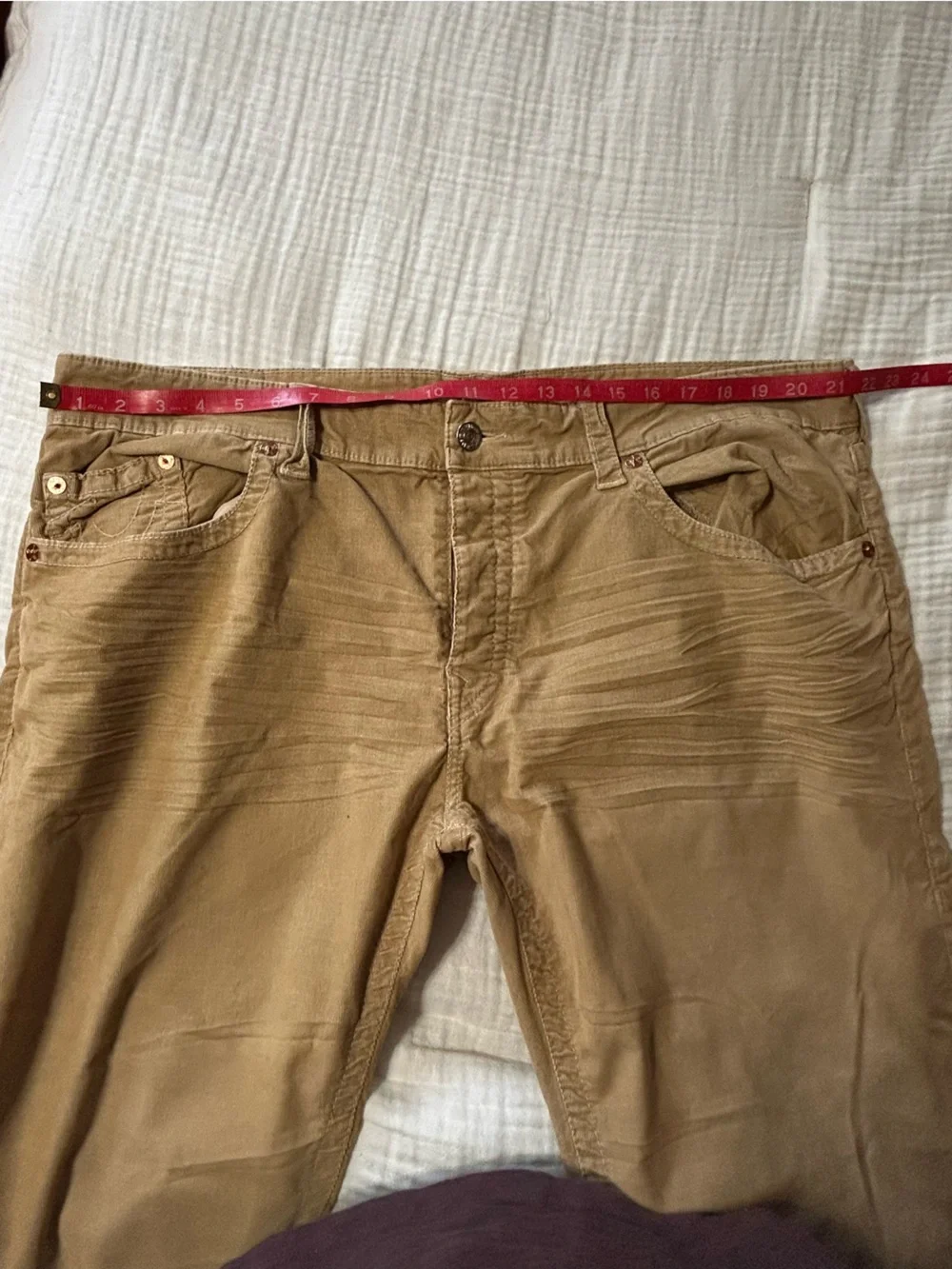 True Religion Geno Relaxed Slim Straight Corduroy Pants Tan 42
